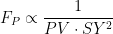F_P \propto \dfrac{1}{PV \cdot SY^2}
